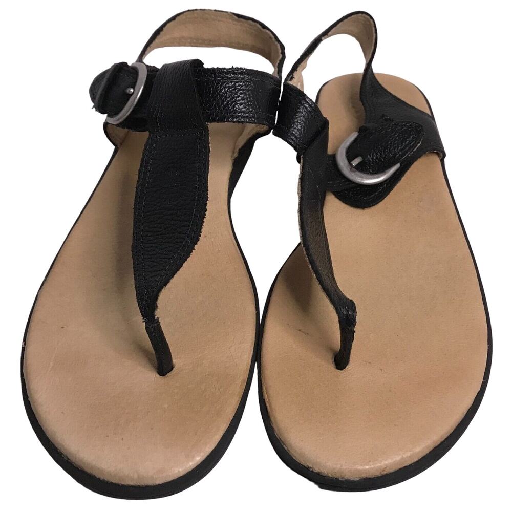 UGG Girls Black Leather Sandals Open Toe Size 4 Bohemian Beach